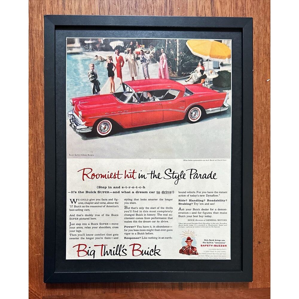 Framed Magazine Ad 1957 Buick Super 4-Door Riviera